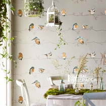British Harlequin2017 year new wallpaper new Chinese English watercolor flowers and birds pattern guest restaurant background