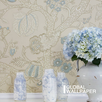 American original imported wallpaper high-grade environmental protection paper American style simple American warm Vine Dark Flower
