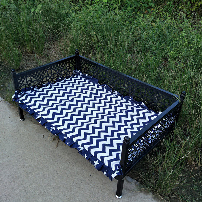 Dog bed golden retriever teddy kennel iron art small, medium and large dog solid wood pet bed removable and washable pet mat kennel