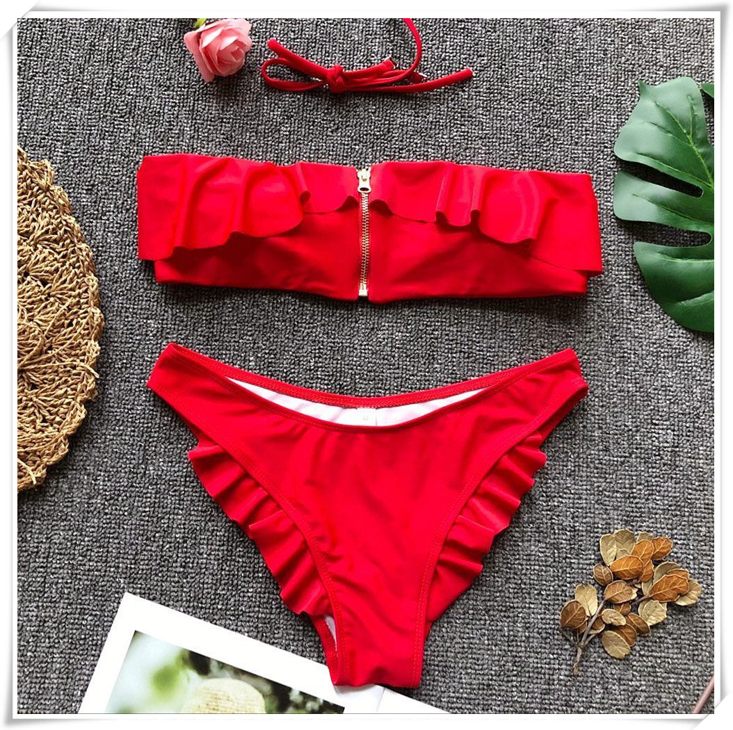 2018 speed bán đồ bơi nổ rắn ống màu top khóa kéo gợi cảm cho nữ hoa sen mặc bikini bikini áo tắm đẹp 2020