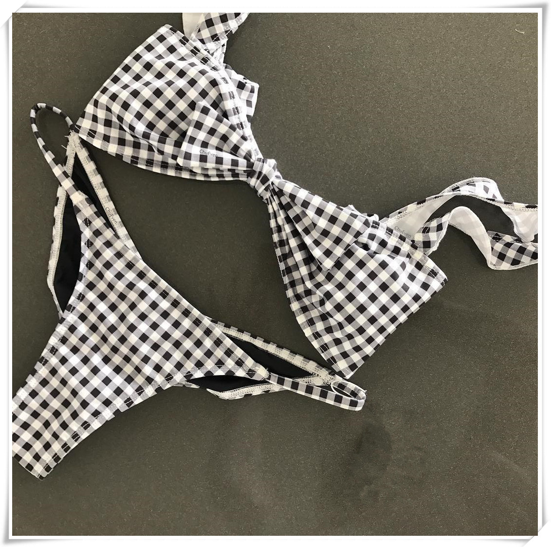 2018 bikini mới châu Âu và Mỹ ebay mô hình mạng lưới nơ nữ sọc áo tắm bikini bộ bơi dài tay nữ