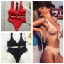 Bộ đồ bơi mới của AliExpress áo ngực thắt nút bikini eo cao màu rắn nữ đồ bơi Châu Âu và Hoa Kỳ dây đeo bikini ao tắm