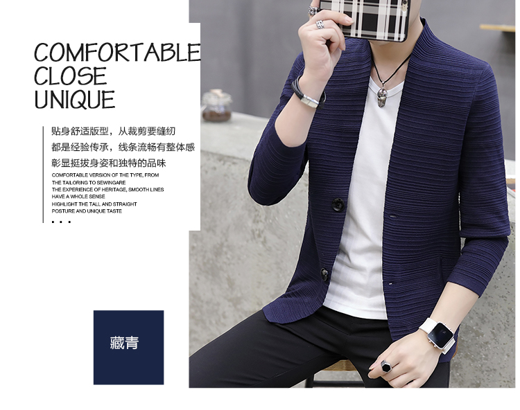 Áo len nam phiên bản Hàn Quốc cổ chữ V mùa xuân và mùa thu mỏng nam đẹp trai đan áo len dài tay áo khoác chống mùa nam - Cardigan áo nam