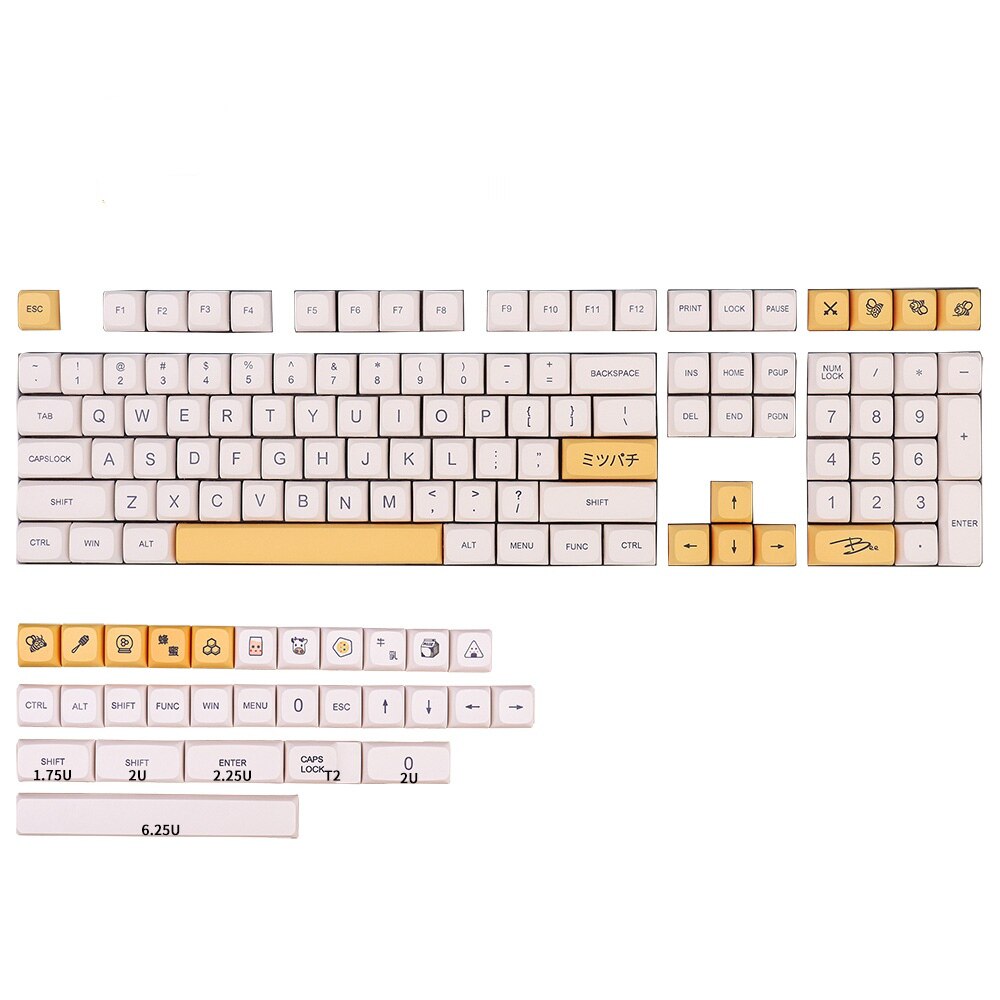 Honey Milk 137 keycap xda height pbt material heat sublimation adapted to cross axis mechanical keyboard