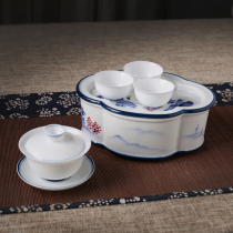 Cover Bowl Dry Bubble Chinese ceramic white porcelain hand color tea table pot Chengqing porcelain tea tray Tea set Mountain auPun6i8tiu