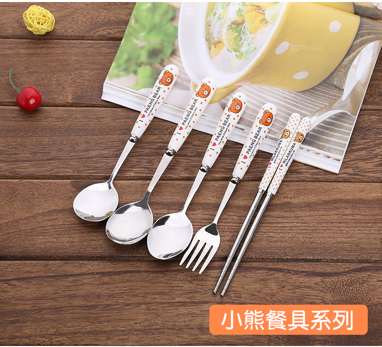 Kitty thìa đũa Tây dao thép không gỉ dao gốm sáng tạo tay cầm dài ngã ba phim hoạt hình dao kéo - Đồ ăn tối đĩa giấy dùng 1 lần