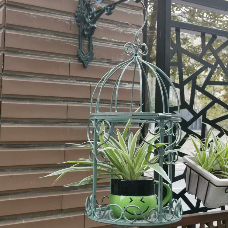 Iron art flower shelf hanging basket flower pot multi-meat retro bird cage hanging gondola hanging rack hanging decoration wall decorated patio decorations