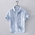 Mùa hè phong cách Trung Quốc retro áo sơ mi vải lanh xếp li nam tay áo ngắn lỏng giản dị thanh niên cotton áo sơ mi vải lanh - Áo Áo
