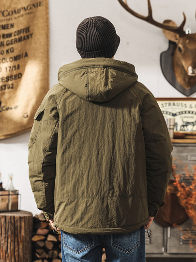 American retro 90% duck down workwear down jacket men's winter trendy brand outdoor mountain hunting waterproof hooded jacket