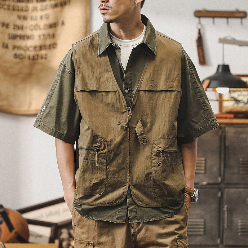 ジェイ・レノ アウトドア 撮影 作業着 ベスト メンズ 夏 薄手 トレンド 山釣り ベスト メンズ ウエストコート ジャケット