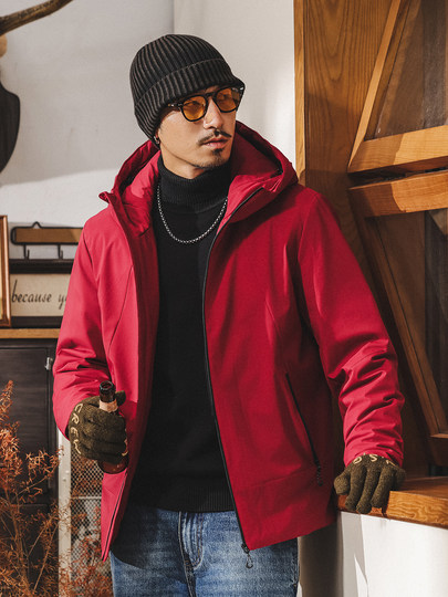 American retro light down jacket men's winter new outdoor commuting waterproof hooded jacket for men