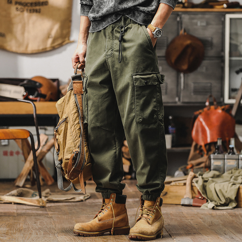 Military Green Retro Pants Trendy Brand 2026 New American Style Cargo Pants Men's Loose Straight-Leg Jogger Men's Casual Pants