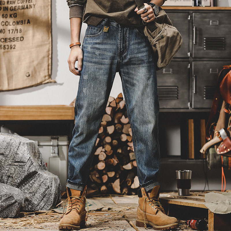 American Retro Distressed Washed Thin Jeans for Men 2026 New Loose Straight-Leg Spring and Autumn Men's Casual Pants American Retro Distressed Washed Thin Jeans for Men 2026 New Loose Straight-Leg Spring and Autumn Men's Casual Pants