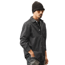 American classic retro striped shirt mens long-sleeved autumn trendy brand work commuting casual loose shirt jacket men