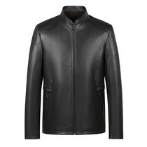 Pastoral Light Lavish Genuine Leather Leather Clothing Male Natural Minitattoo Vertical Collar Short Locomotive Leather Jacket Upscale Fall Menswear Jacket