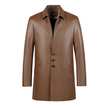 Shepherd imports New Zealand deer skin leather clothing men genuine leather collar buttons with long jacket windcoat light and luxurious jacket