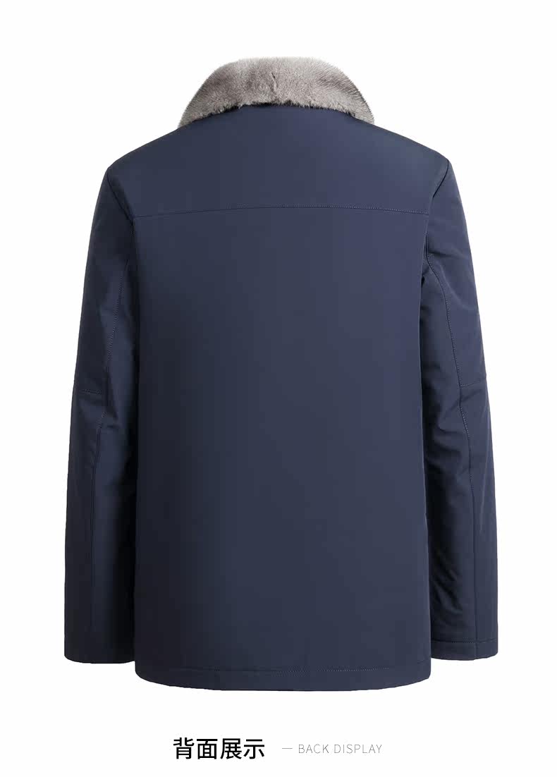 Меховая одежда muni/牧尼 进口水貂内胆尼克服中年男短款翻领夹克派克服貂皮外套 Animal husbandry