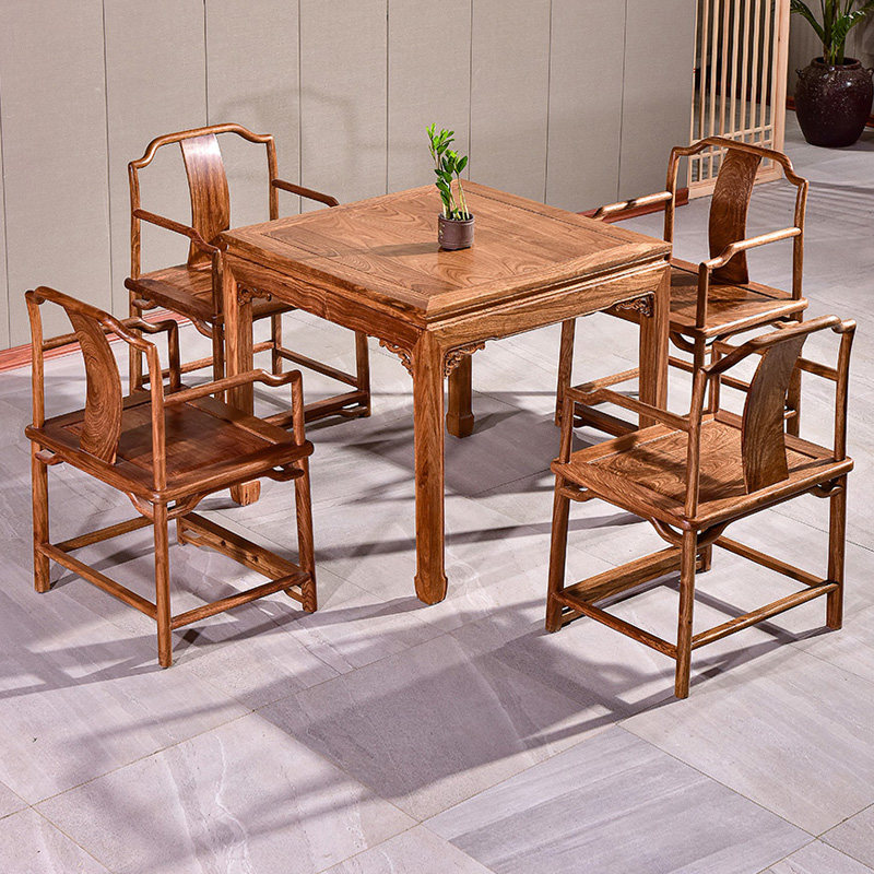 Red Wood Furniture Innate Hedgehog Purple Sandalwood Dining Table And Chairs Combine New Chinese Eight Fairy Table Solid Wood Chess Board Table Dining Table
