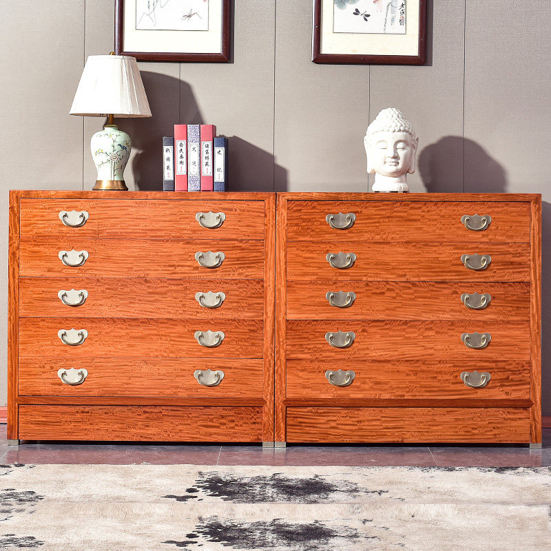 Red Wood Furniture Great Purple Sandalwood Five Bucket Cabinet Bedroom Drawer Cabinet New Chinese Solid Wood Containing Cabinet Log Locker