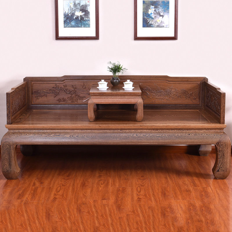 Chicken Wings Wood WOOD BED RED WOOD FURNITURE SOLID WOOD ROHAN COLLAPSE COMPOSITION NEW CHINESE IMITATION ANTIQUE BED TATAMI BED BEAUTY BED