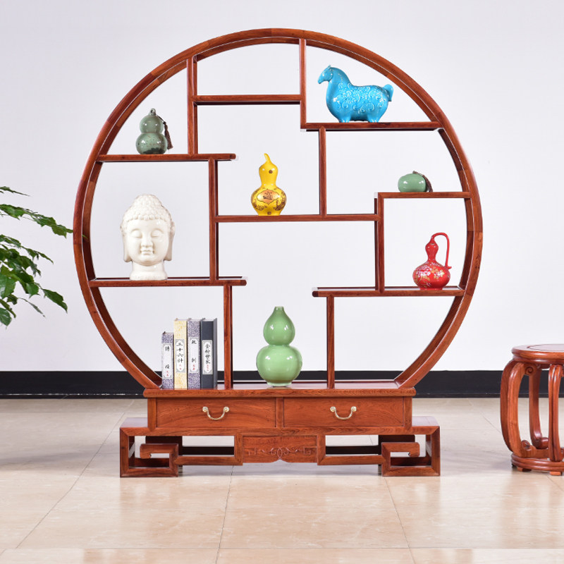 Red Wood Furniture Myanmar Flower New Chinese Boots Ancient Shelf Teapot Shelf Multi-Treasure Cabinet Display Case Solid Wood Antique Shelf Display Shelf