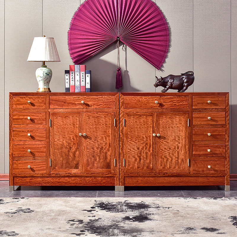 Mahogany furniture Burmese pear living room new Chinese style solid wood door foyer cabinet balcony storage cabinet door with draw porch cabinet