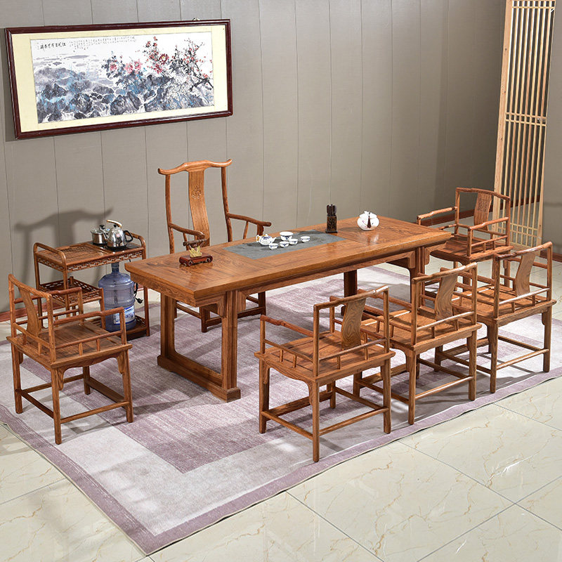 Mahogany furniture hedgehog rosewood tea table official hat chair set Chinese-style solid wood living room coffee table sofa set