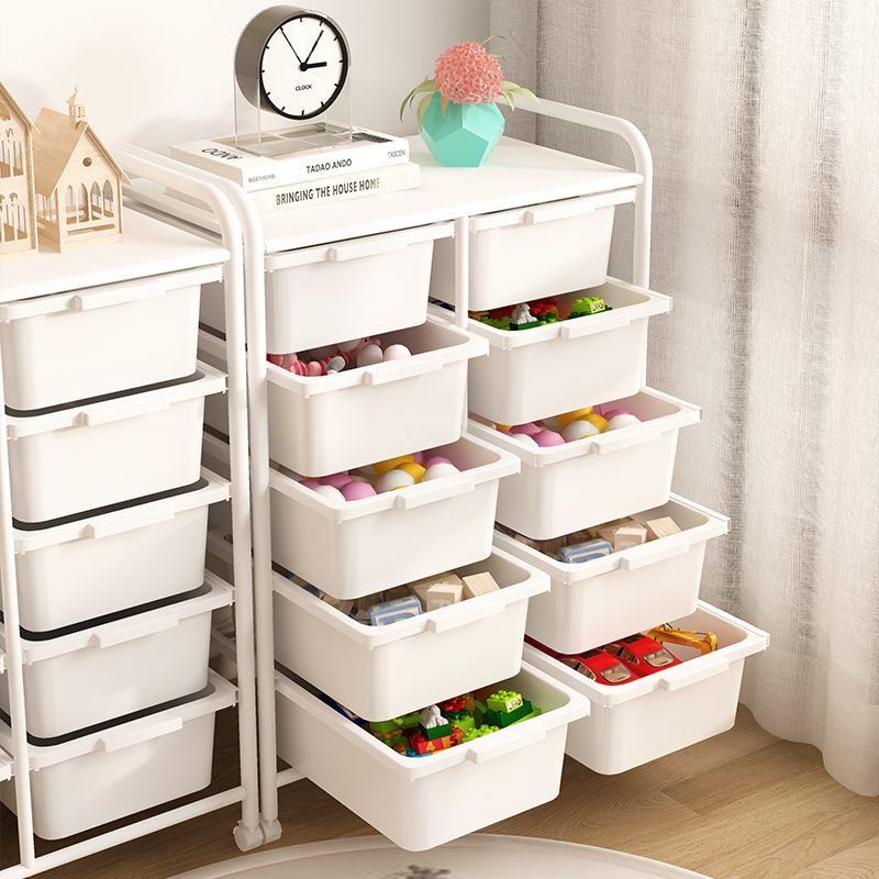 Children's toy storage shelves Baby painted book shelves Large-capacity multilayer mobile storage cabinets Home floor shelves-Taobao