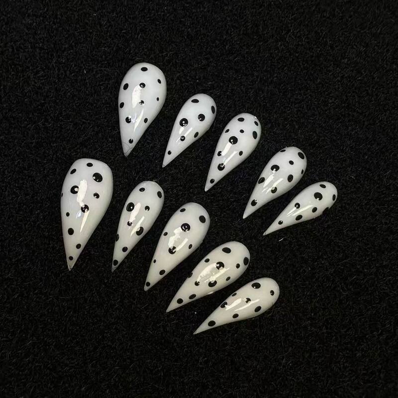 Handmade Dragon Claw Wearable Nails, Fake Nails, Removable Short Nails, Animal Nails, European and American Style Nails, Cat Claw, Shibuya White