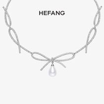 HEFANG He Fang Jewelry Bow Ribbon Necklace Female Wedding Romantic Senior Sense Light Luxury choker Gift