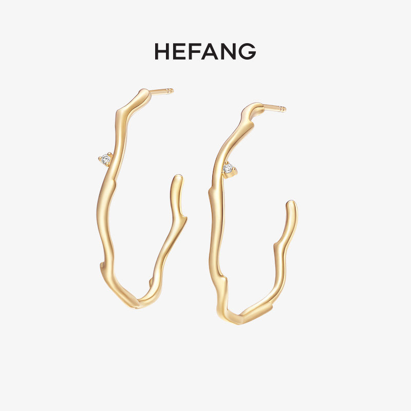 HEFANG He Fang Jewelry Thorn Earrings Flowing Gold Years Ni Ni same female personality irregular atmospheric earrings
