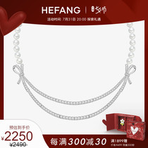 HEFANG Where Jewelry Butterfly Knots Necklace Small Crowd Temperament Item Ring Collarbone Chain Pendant Neck Chain Accessories Send Girlfriend
