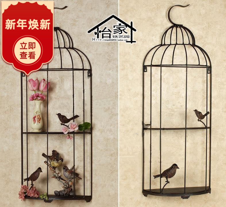 European new animal large wrought iron ornament bird cage white window display Hotel wedding fleshy retro