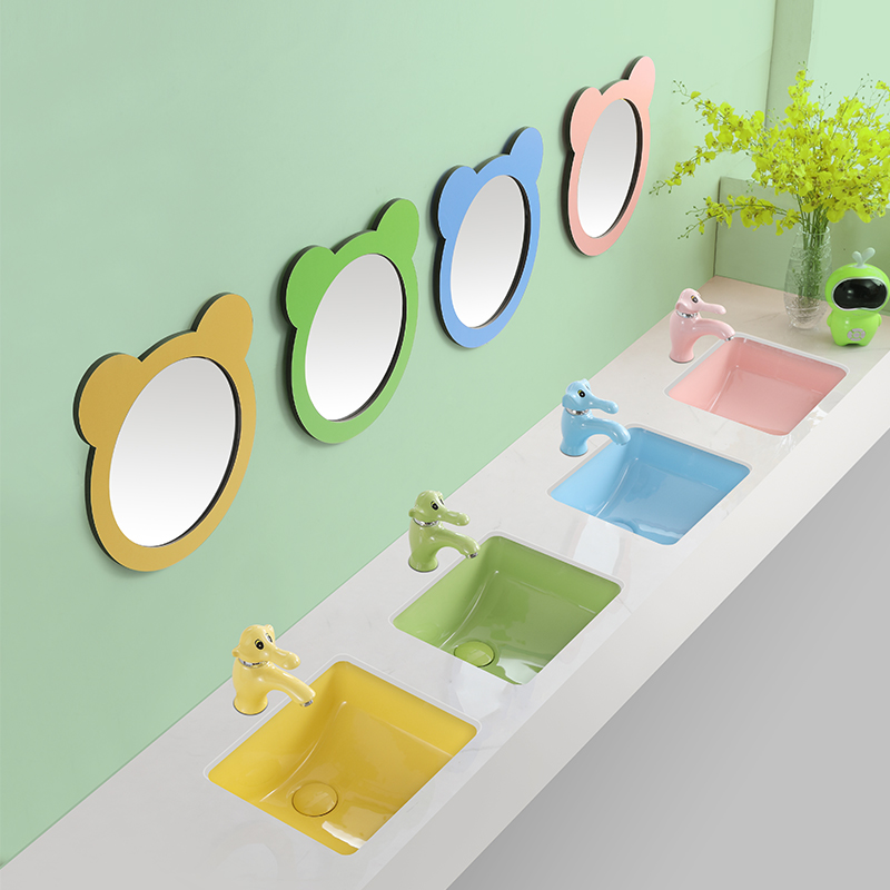 Kindergarten Colour Square Basin Art Basin Children Wash Basin Wash Basin Flush pool Embedded stone pelvic ceramic