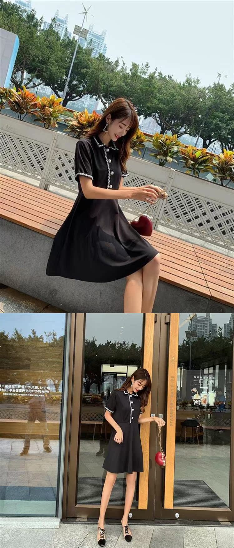 Váy Hồng Thắng 2019 váy nữ mới hè hè một từ váy dài Hàn Quốc đan mỏng - A-Line Váy mẫu đầm xòe dài qua gối
