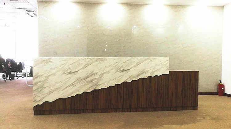 Wood Grain Finishes Front Desk Company Roast Lacquer Former Table Table Hotel Cashier Counter Beauty Salon Image Reception Desk Marble