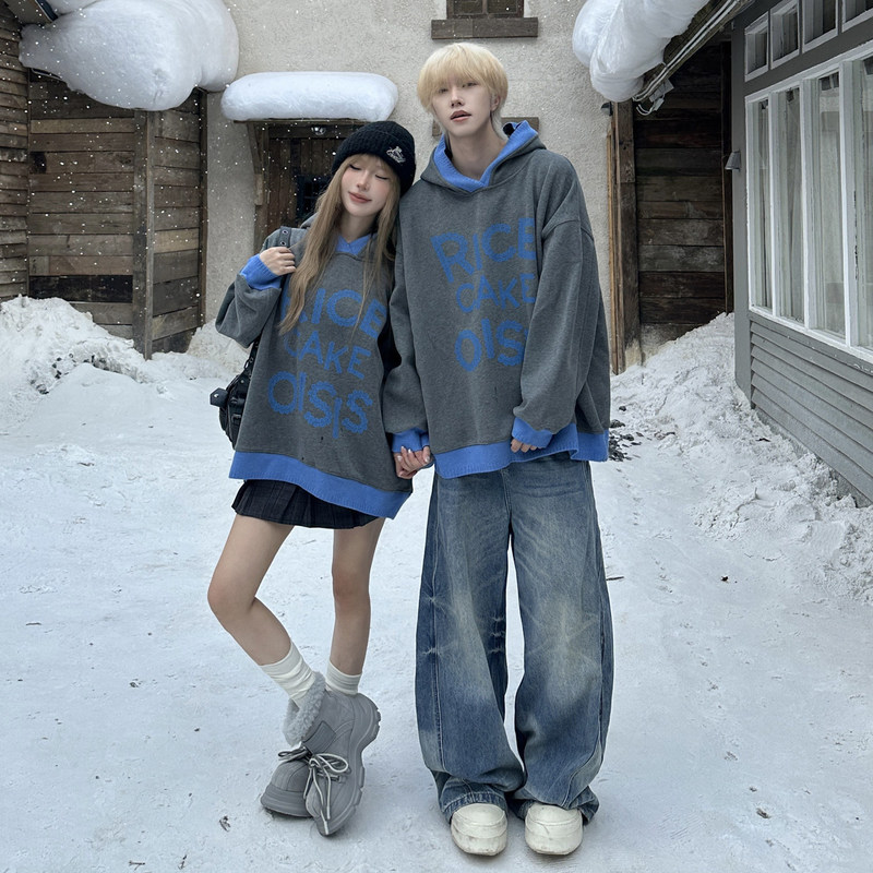 American-Style Couple's Clothing, Retro and Relaxed, Color-Blocking Hooded Sweatshirt for Men and Women, 2026 Autumn Chic Loose Jacket Hoodie