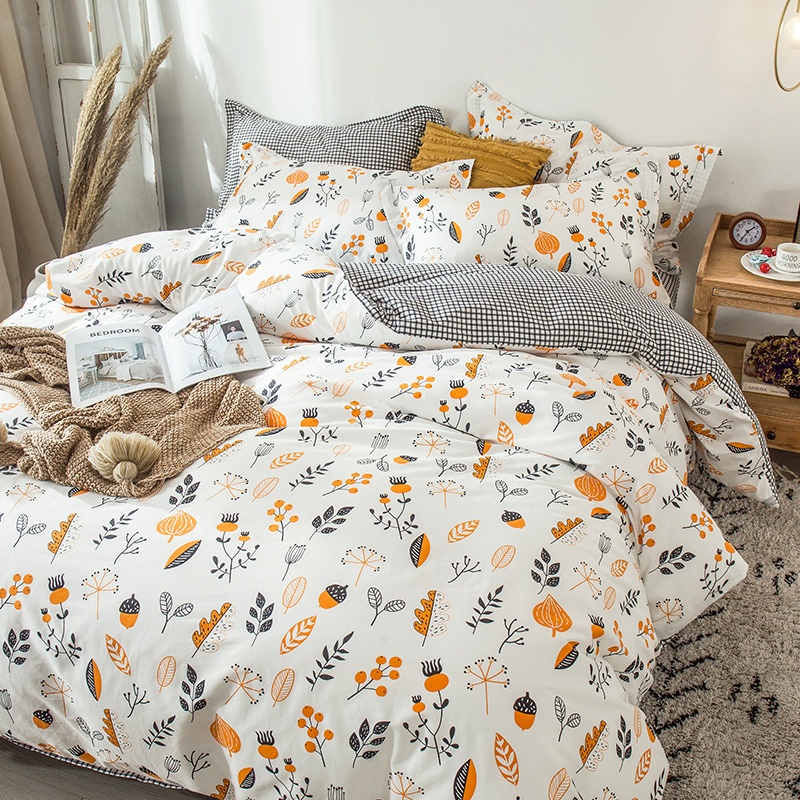 ins wind girl heart small crushed flower pure cotton four pieces full cotton quilt cover three style bed networking red little fresh girl