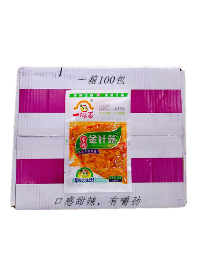 Sushi Cuisine A dish of spicy gold needle mushroom 38g*100 pack The whole box price is fresh and ready to eat