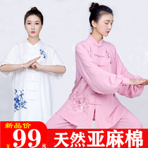 Tai Chi clothing women summer new linen cotton linen long sleeve thin spring and autumn embroidery Tai Chi practice clothing rp
