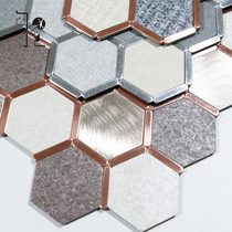 3D Solid metal Hexagonal self-adhesive mosaic Living room Kitchen TV Bar stand KTV Background wall Self-adhesive tiles