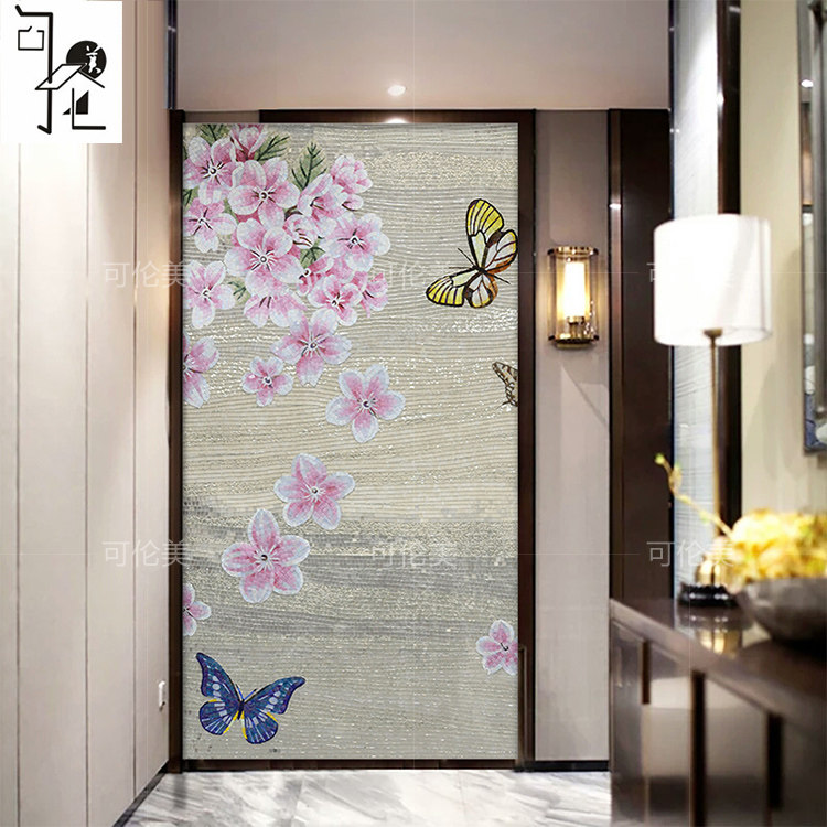 Cut Mosaic Mosaic Parquet Minimalist Dining Room TV Glass Art Puzzle Background Wall Genguan Aisle Fresco Custom