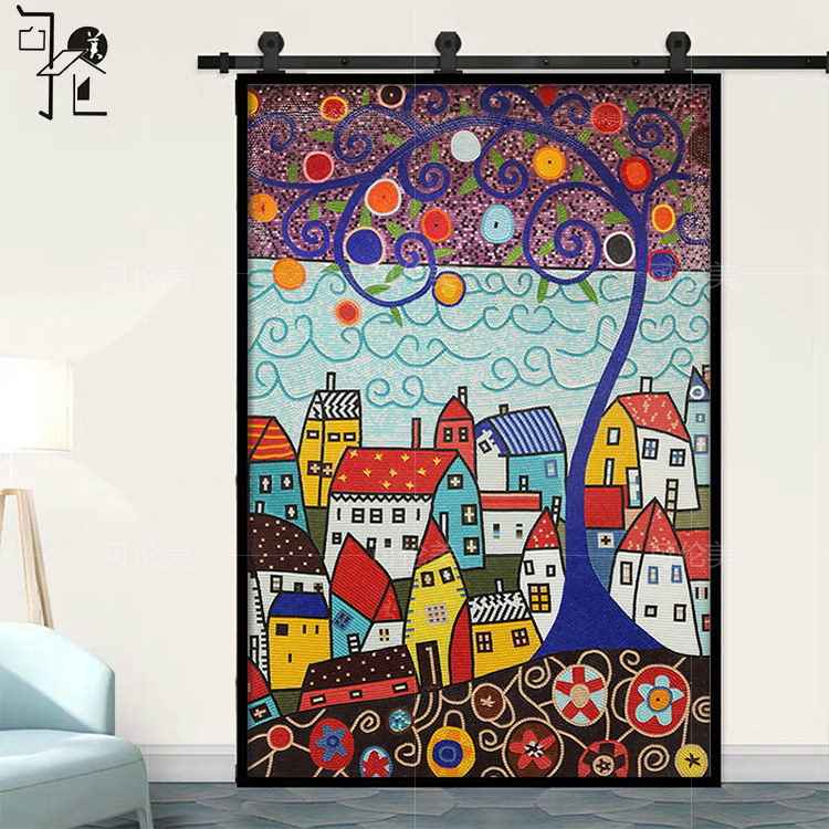 Crystal glass mosaic puzzle parquet cartoon pattern Decorative painting Entrance powder room tooling tile background wall