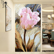 Restaurant mosaic cut painting background wall simple European living room entrance tile mural pink blue mosaic