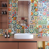 Rugged face color hand-painted small flower sheet retro kitchen bathroom toilet washroom Wash Terrace Courtyard Background Wall tile