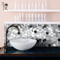Modern minimalist metal stainless steel hexagonal mosaic background wall living-room living-room washroom tiles small pieces