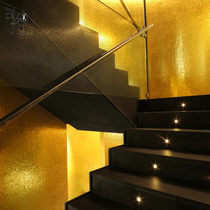 Golden mirror glass mosaic tile small living room with terrace bathroom toilet stairs decorated with background wall brick