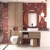 Nordic Pure Color Washroom Handwashing Table Glazed Face Brick style Fancy Toilets Bar Bench Tooling Wall Deco small square brick