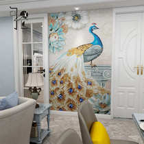 Mosaic tile jigsaw puzzle mosaic modern simple porch custom crystal peacock fine cut painting decorative painting background wall