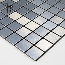 Metal Wire Drawing Silver Self-Adhesive Mosaic Background Wall Sticker with Bring Back glues KTV Overalls Wall Decorative Tiles